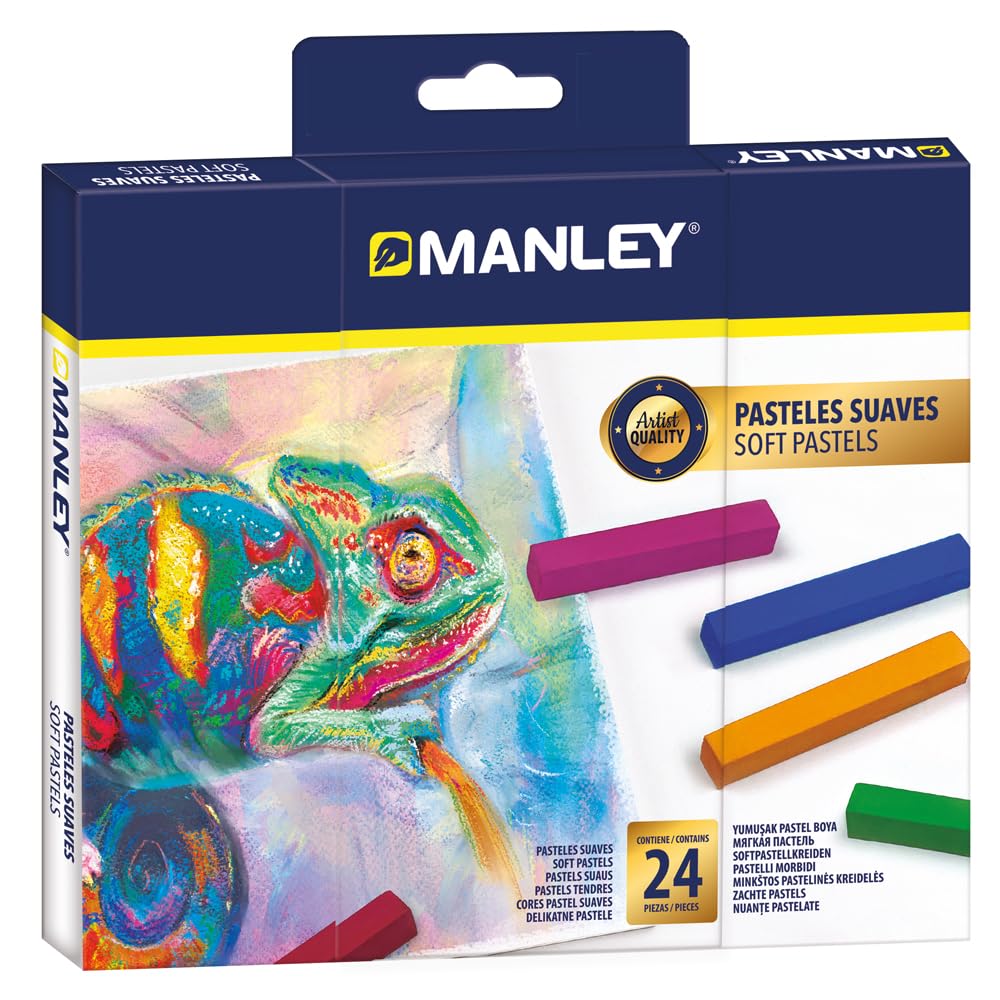 Manley soft pastels 24 piezas | Pasteles suaves de colores brillantes | Ideales para artistas y principiantes | Pasteles de calidad artística fáciles de mezclar y sombrear en oferta en Amazon