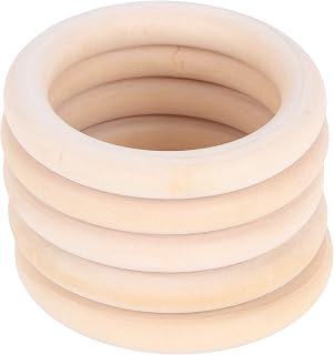 20Pcs Baby Natural Unfinished Wood Circles Without Paint, Wood Teething Rings Wood Baby Natural Teething Rings DIY Baby Teether Toys(70mm)