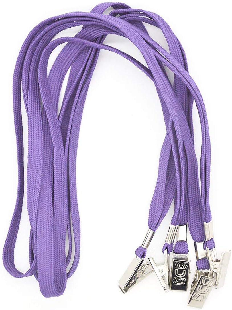 Bird Fiy Purple Lanyards 100 Pack Bulk Badge Lanyards with Clip Neck Flat Lanyard with Badge Lanyard Bulldog Clip