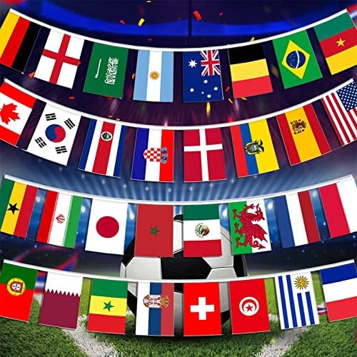 YOFANUP Soccer Party Decorations, Flags Banners for Womens World Cup, 32 Teams Flag String Decoration for Party, Family Garden, Bar, Restaurant, class (33ft-5.5x8.3in)