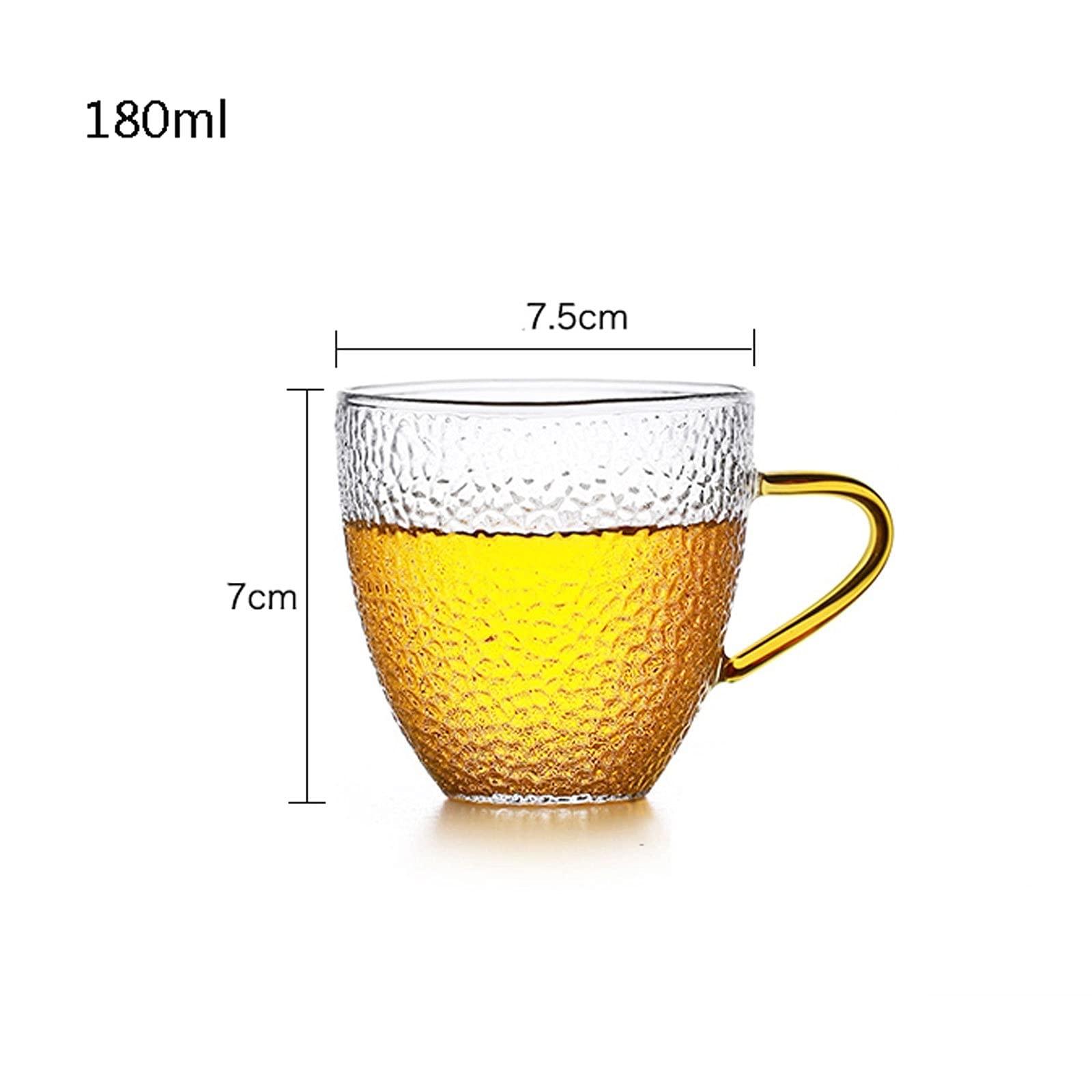 Szklanki Szklane kubki Zestaw 4/6, 6,3oz szkła szerokie usta kubek kawy, szklane kubki herbaty z wygodnym uchwytem, ​​szklanki do picia bezołowiowego Szklanki do wody Szklanka barowa (Color : B)