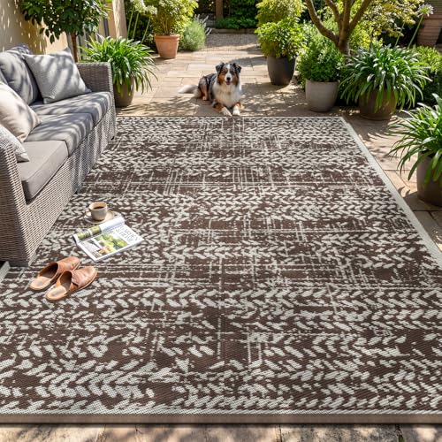 MontVoo Outdoor Rug 8x10 Waterproof-Patio Rug Mat...