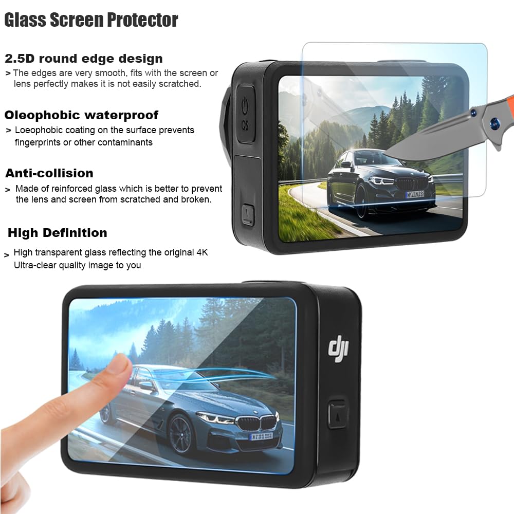 Paquete de Accesorios para dji Osmo Action 5 Pro/Action 4/3, Funda Impermeable de Buceo, Carcasa de Silicona, Protector de Pantalla de Vidrio, Kit Completo 60E (Kit1 para dji Osmo Action 5