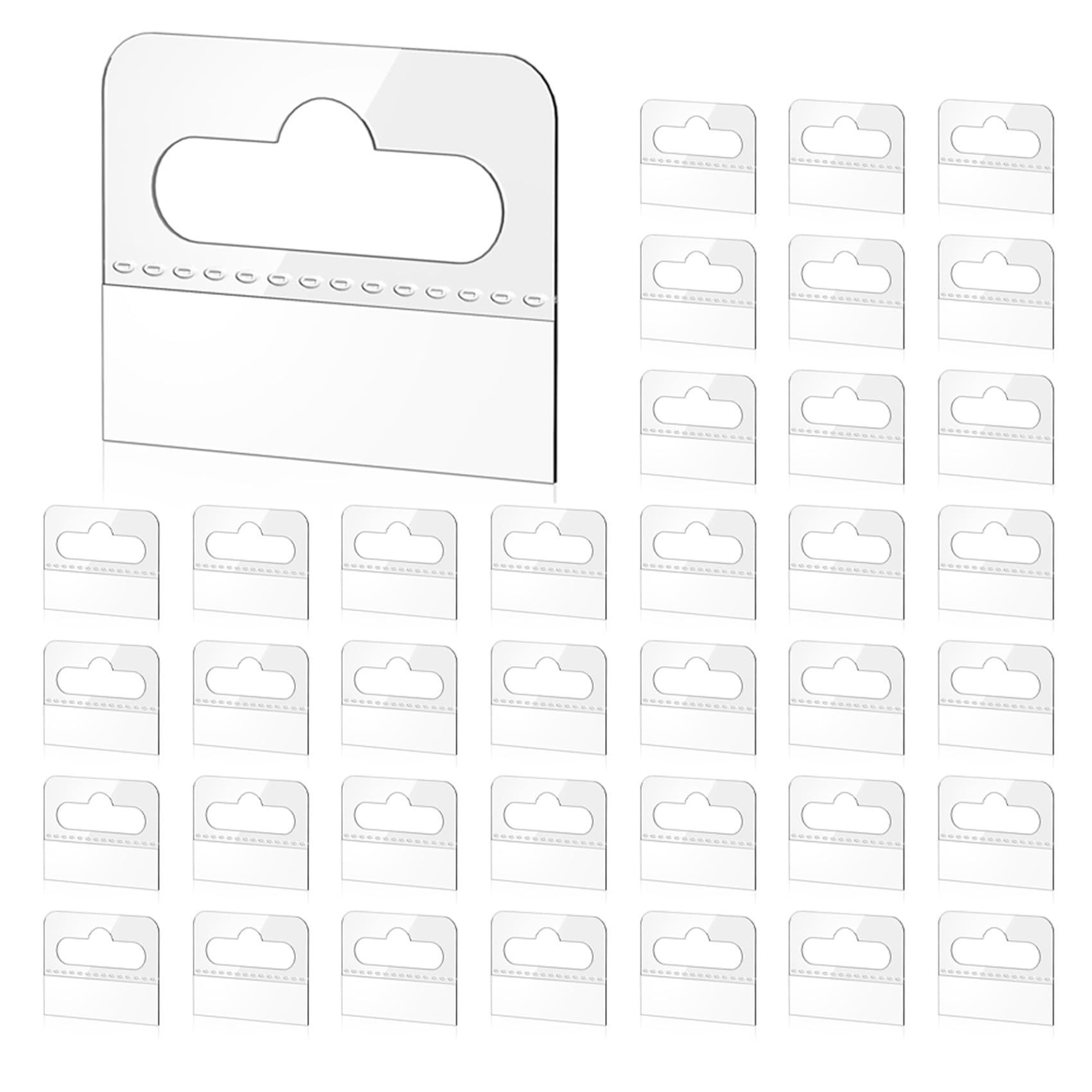 Vjsujehgy Hang Tabs, 1200 Pcs Clear Sticky Hanging Tabs Slot Hole Self Adhesive Plastic Hang Tags, 4.5 X 3.5cm