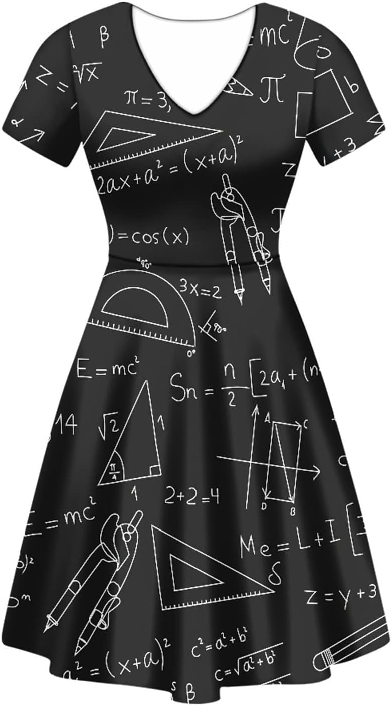 POLEROColorful Dog Paw Dresses for Women V-Neck Dress for Casual Short Sleeves Midi Dresses