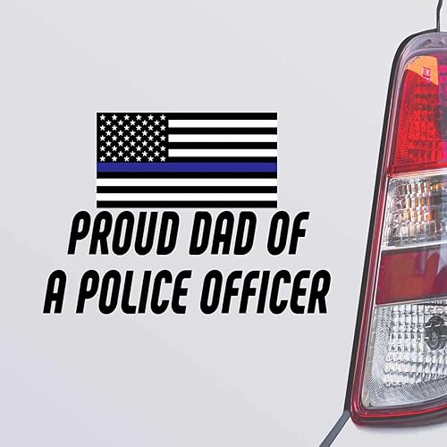 Miniatura 2 de Calcomanía para parachoques de pared, color blanco, para coche, computadora portátil, diseño de orgulloso papá de un oficial de policía, DesD22