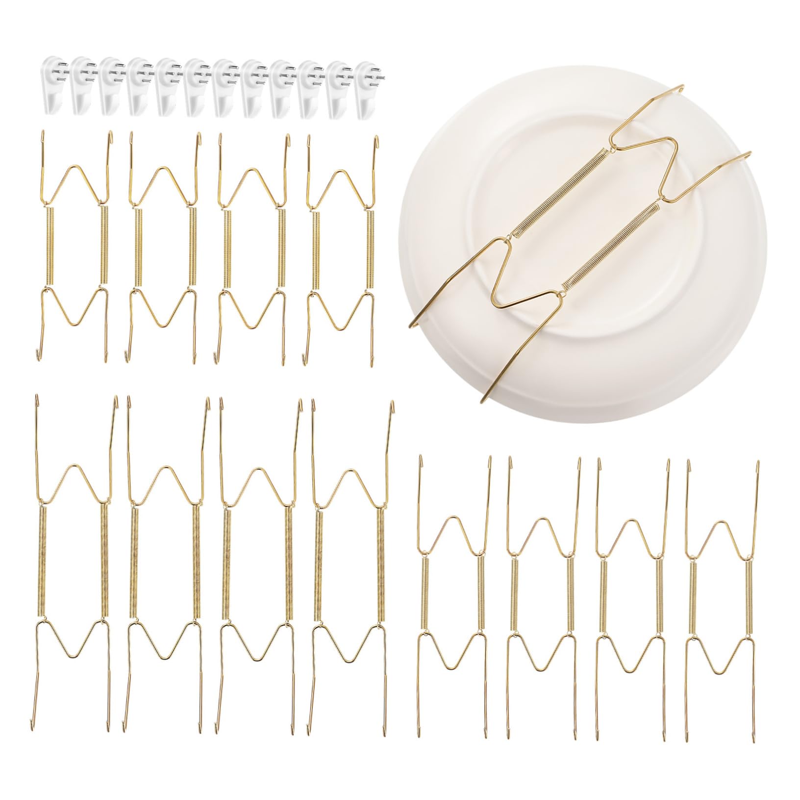 HOLIDYOYO Invisible Spring Hanging Plate Hooks 12pcs Wall Plate Hangers Zinc Plated Easy Install