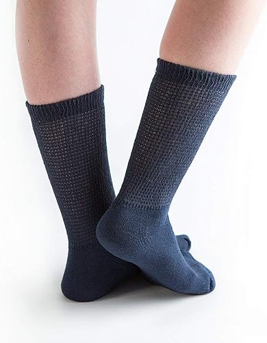 Miniatura 3 de Doc Ortho Calcetines de algodón para diabéticos de ajuste holgado para hombres y mujeres, 3 pares, cuello redondo