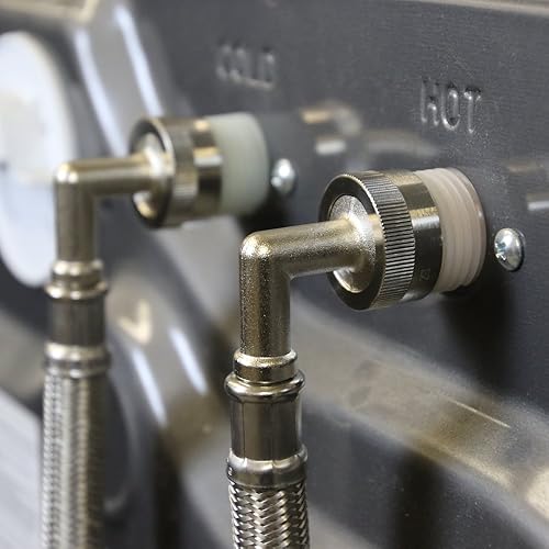 Miniatura 7 de Eastman 48374 - Conector para lavadora, conexión FHT de 34 pulgadas, codo de 90 grados, mangueras trenzadas de acero inoxidable de 5 pies, 48374