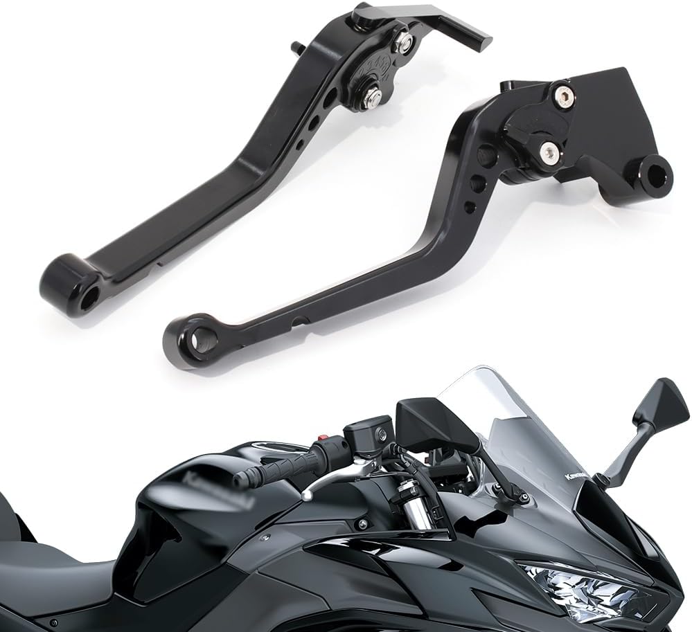 Long Brake Clutch Lever Sets CNC Aluminum Replacement for Kawasaki 2017-2024 Z650 Z900 Ninja 650R ER-6F Vulcan S 650 EN650 KLE650 Versys 650 KLZ1000 Versys 1000 ZX-4RR (A)