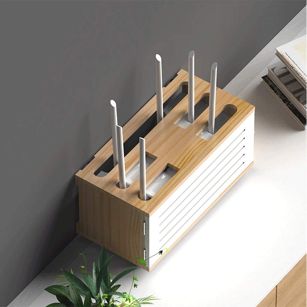 ❀❀❀Wifi-Router-Regal,Desktop-Deko-Box, Aufbewahrungsbox for kabellose Router – Regal aus massivem Material, Set-Top-Box-Rack, Power-Code-Finishing-Box, Steckdosenaufbewahrung, WiFi-Wandhalterung (Farb