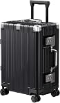 Krute Carry On Luggage PC+ABS Luggage Aluminum Frame Zipperless Lightweight Hardshell Suitcase with TSA Lock Spinner Wheels 20 Inch Black