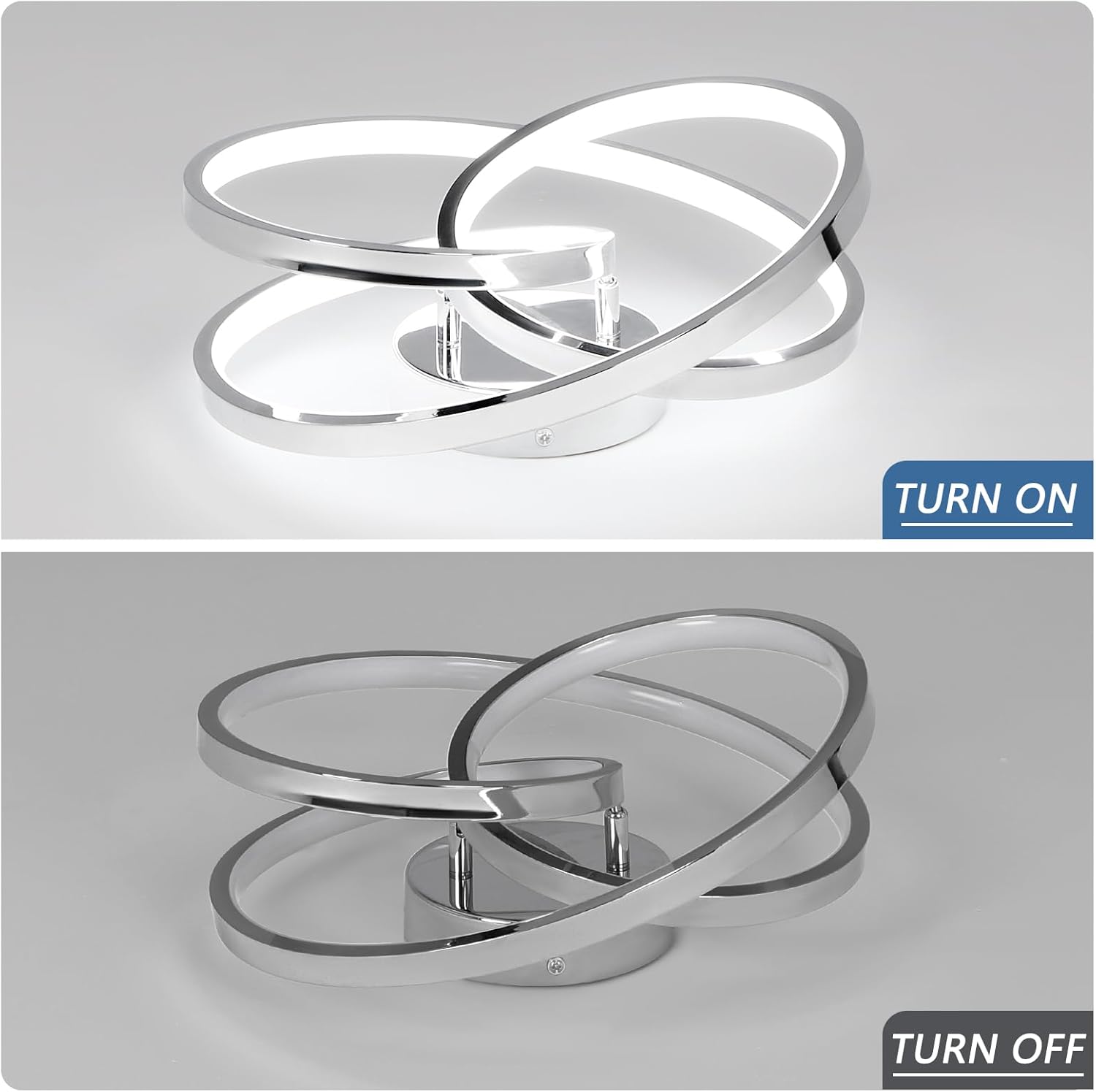 LED Ceiling Light Fixtures,36W Flush Mount Modern LED Ceiling Light,Cool White 6000K Close to Ceiling Lights for Hallway Bedroom Dining Room Kitchen Bathroom (Chrome, 6000K)