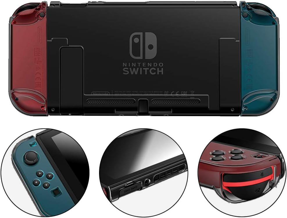 Pakesi for Nintendo Switch Case, Compatible with Nintendo Switch Cover Case and Tempered Glass Screen Protector (360 Degree Full Enclosure Protection)-Black
