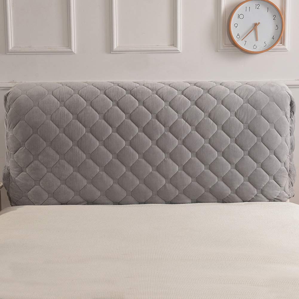 WSGJHB - Testiera Antipolvere per Letto con Copertura Elastica, in Velluto diamantato a Tinta Unita, con Copricapo Trapuntato, Altezza 60 cm, Viola, 190cm(75")