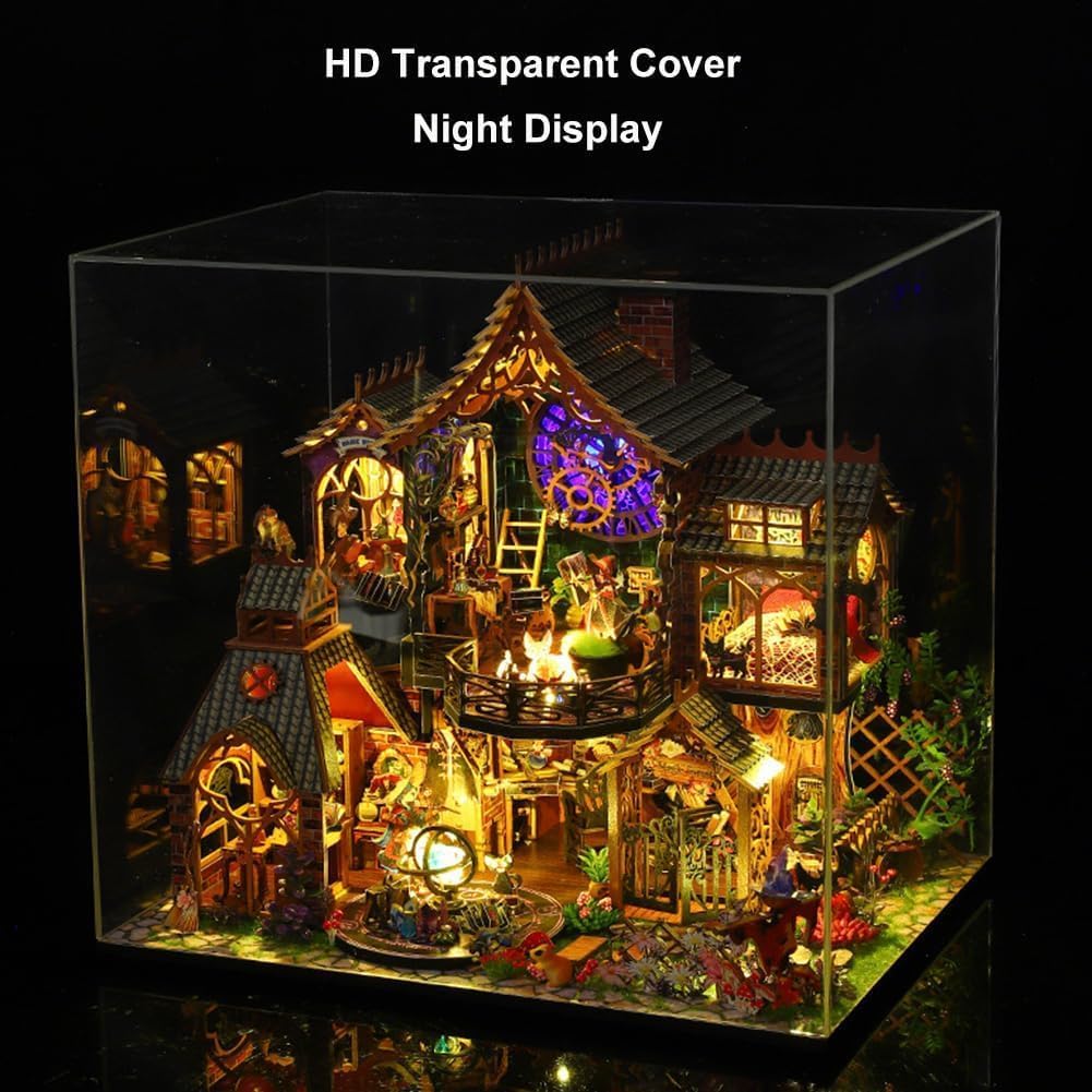 Dollhouse Miniature with Furniture,DIY Wooden Crafts Magic Doll House Mini Handmade Kit with Dust Proof Cover Creative Room Idea Gift Gift for Halloween (Enchanted Soul)