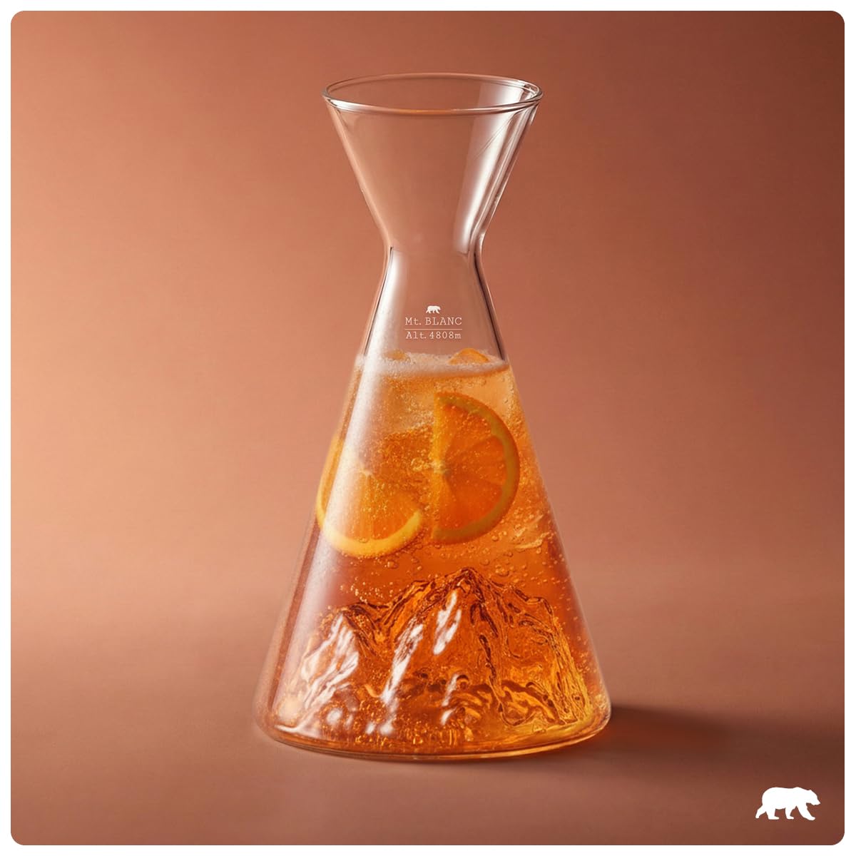 Carafe à eau 1 L | Borosilicate de qualité supérieure soufflés artisanalement avec les montagnes en relief | TOPOGRAPHIC (Mont Blanc)