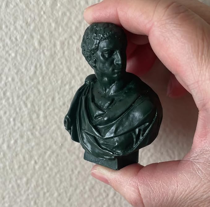 Miniature Resin Bust Sculpture, Lucius Junius Brutus Roman Politician, Green, 2.8" H