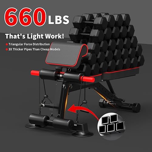 Miniatura 7 de Adjustable Weight Bench - Utility workout Benches for Exercise, Free Installation Design for Portable Fitness Strength Training Equipment at Home Gym