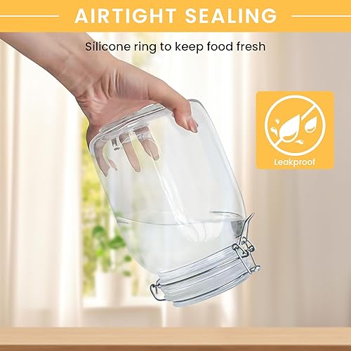 Miniatura 4 de Tarros de vidrio con tapa hermética, tarros grandes de almacenamiento de alimentos de vidrio, paquete de 3 tarros de vidrio herméticos de boca ancha