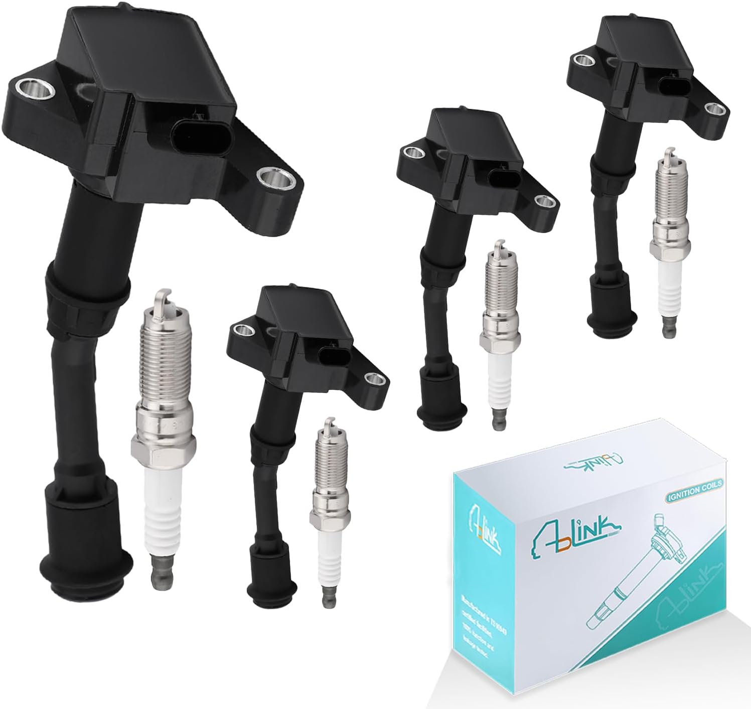 UF735 Ignition Coil Pack Set of 4 & SP539 Spark Plugs (1.5L L4 Only) For Ford 2014 2015 2016 2017 2018 2019 2020 Fusion,2017 2018 2019 Escape UF-735 DS7Z12029A DG-552 GN10645