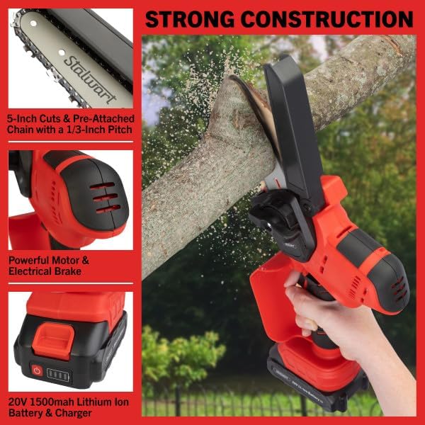 Stalwart Mini Chainsaw with 20V 1500mah Lithium Ion Battery