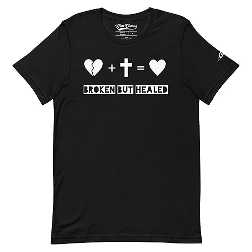 Miniatura 1 de Graphic T-Shirt Broken But Healed Faith Handmade Christian Tee  100% High Quality  Unisex For Men & Women Black  Gift For Him or Her  Sm-XL (M)