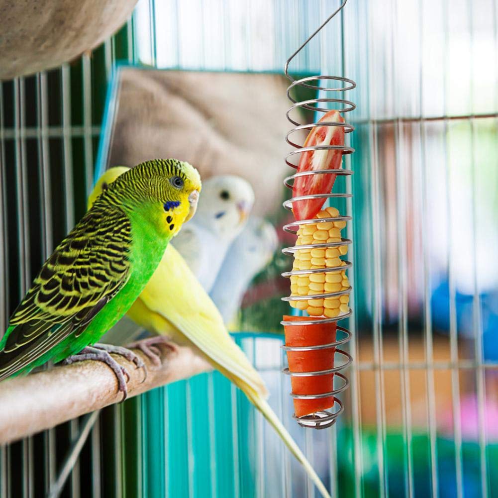 3-teiliger Edelstahl-Futterspielzeug-Set Für Papageien & Vögel – Mit Obstgabeln, Futterkorb, Hängend, Für Gemüse & Obst