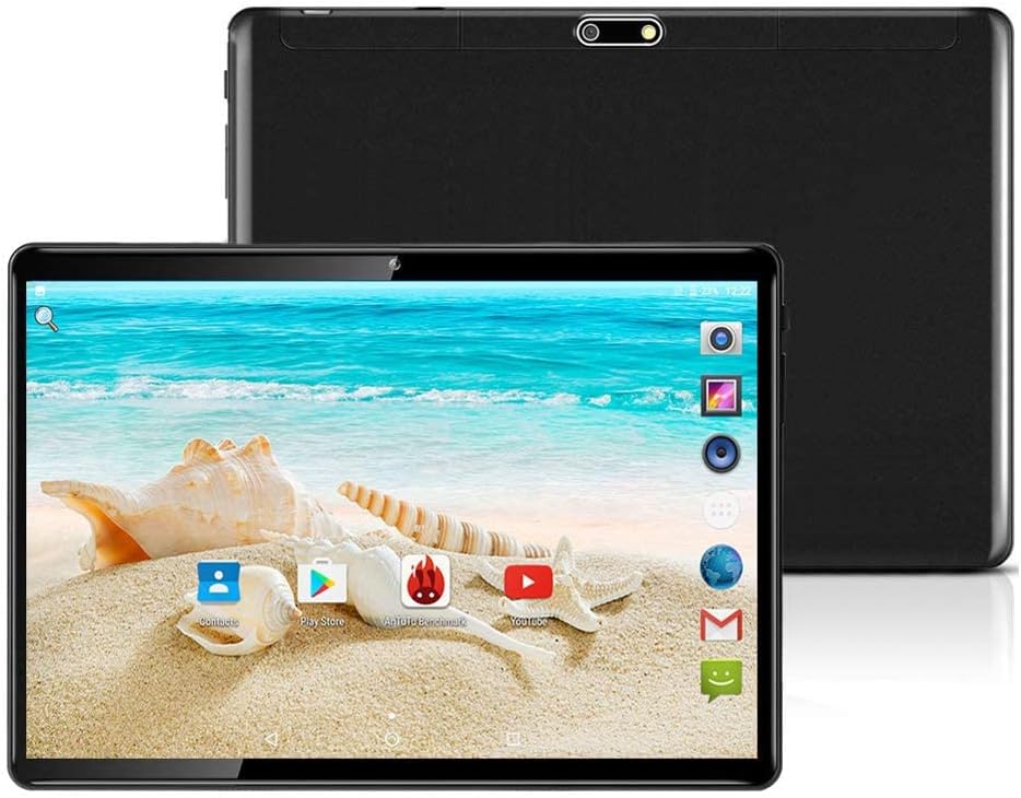 YIERA 10 inch Android 8.1 Tablet Unlocked Pad with Dual SIM Card Slot 10.1" IPS Screen 4GB RAM 64GB ROM 3G Phablet Built-in Bluetooth WiFi GPS (Metallic Black)