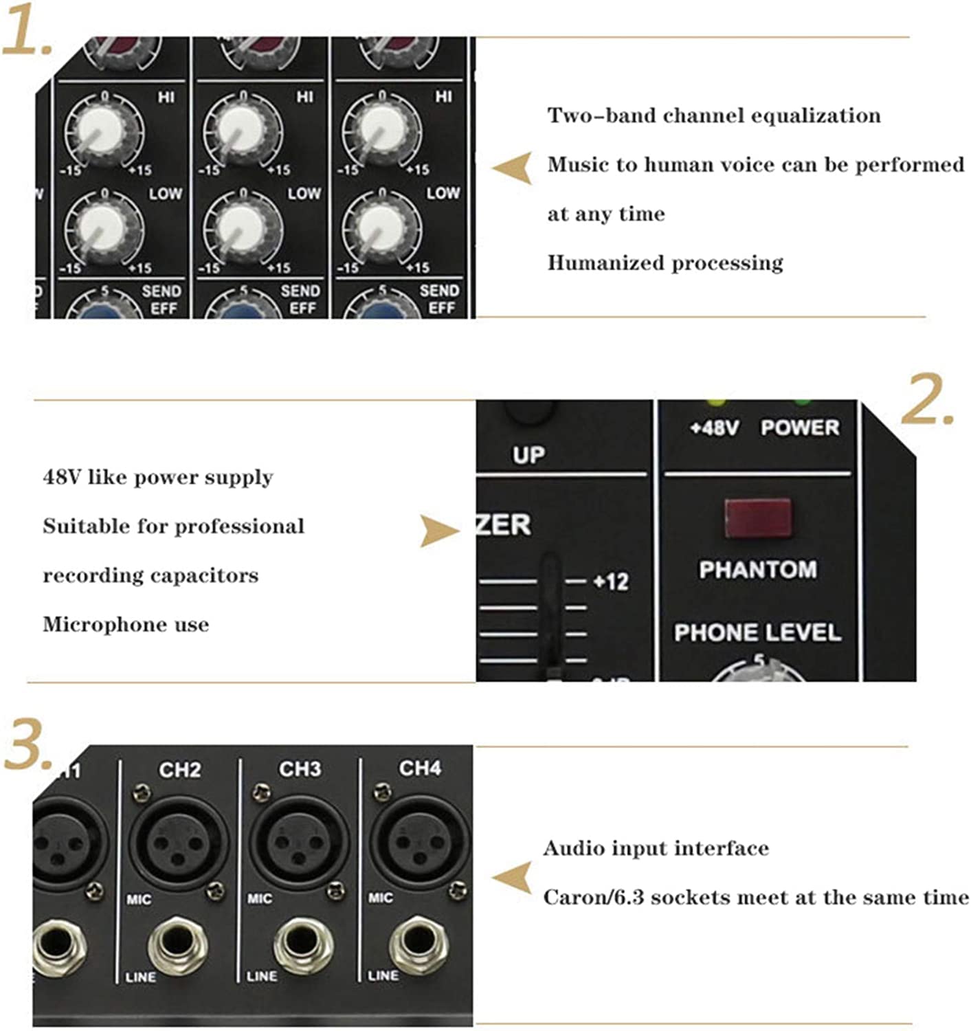 Kontrolery mikserów DJ Profesjonalny mikser audio Konsola płyty dźwiękowej 10-kanałowy kontroler DJ Mikser dźwięku Interfejs USB do nagrywania Bluetooth do transmisji na żywo