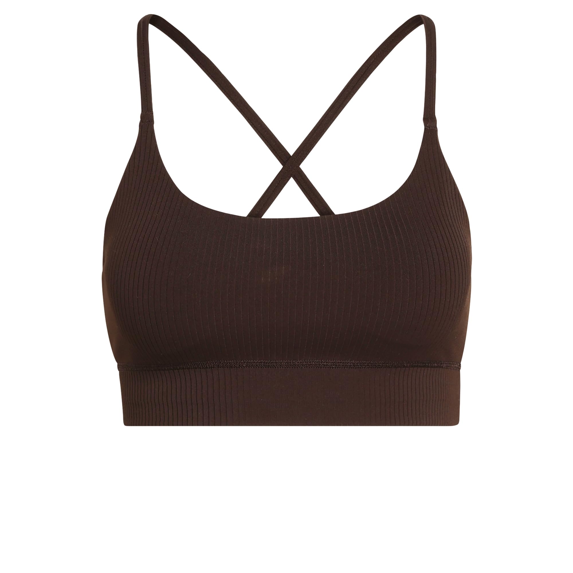 adidas All Me Light Support Rib Bra Long Line Bra, Brown, Size 2Xl, Women