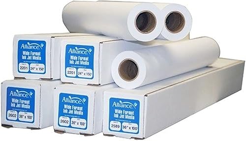 Alliance Rollos de papel de formato ancho CAD Bond de 30 pulgadas de ancho (4 rollos, 30 pulgadas x 150 pies  núcleo de 2 pulgadas)