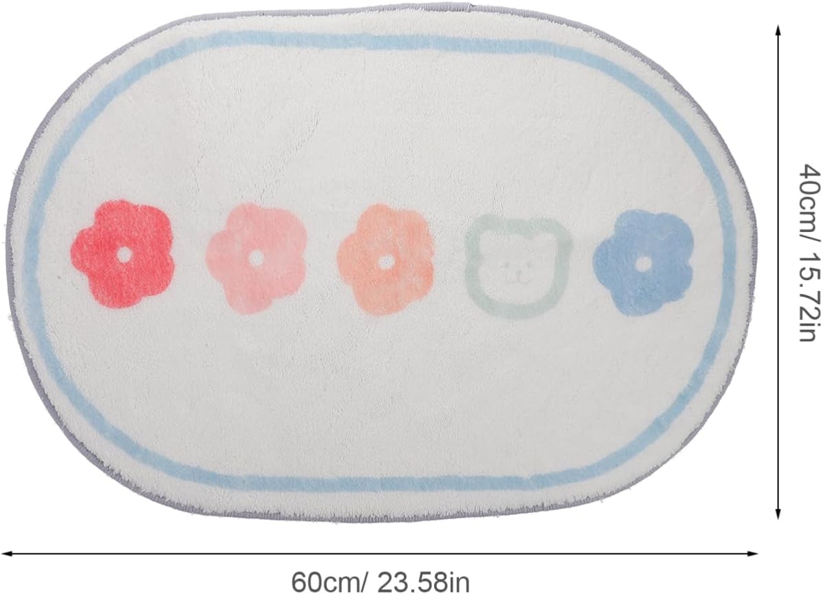 UPKOCH Cute Cartoon Area Rug for Girls Room Decor Non-Slip Play Mat for Indoor Use Soft Crawling Carpet Machine Washable Floor Pad Flower Bear Design