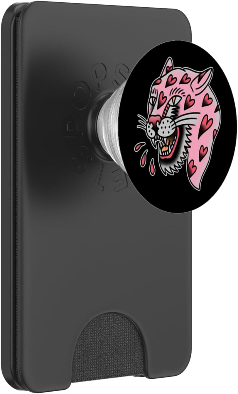 Panther Pink x Heart Love Traditional Flash PopSockets PopGrip for MagSafe
