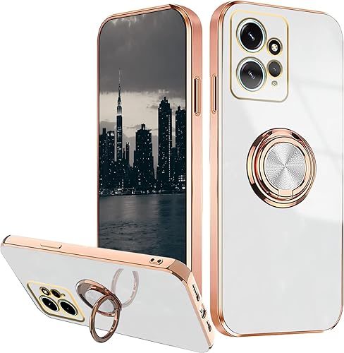 Wousunly Compatible con Redmi Note 12 4G Case Ring Holder Magnet Green, para Xiaomi Redmi Note 12 4G Funda de teléfono de silicona a prueba de