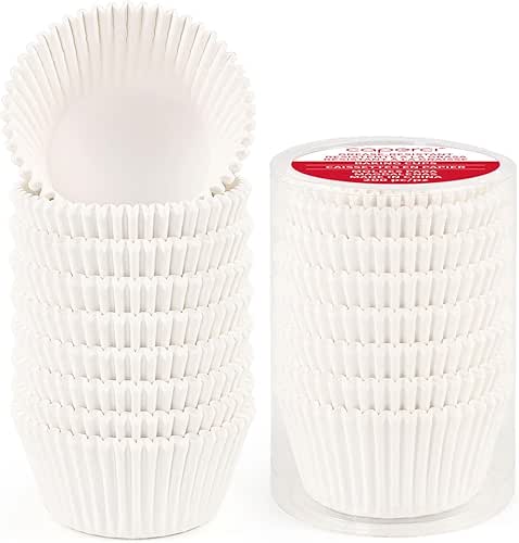 Standard White Cupcake Liners for Baking 200 Counts - Caperci
