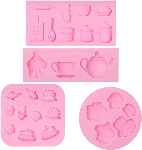Miniatura 9 de Moldes de chocolate de silicona para fiesta de té, moldes de fondant en forma de cupcakes, pequeños moldes para hornear helados para decoraciones de