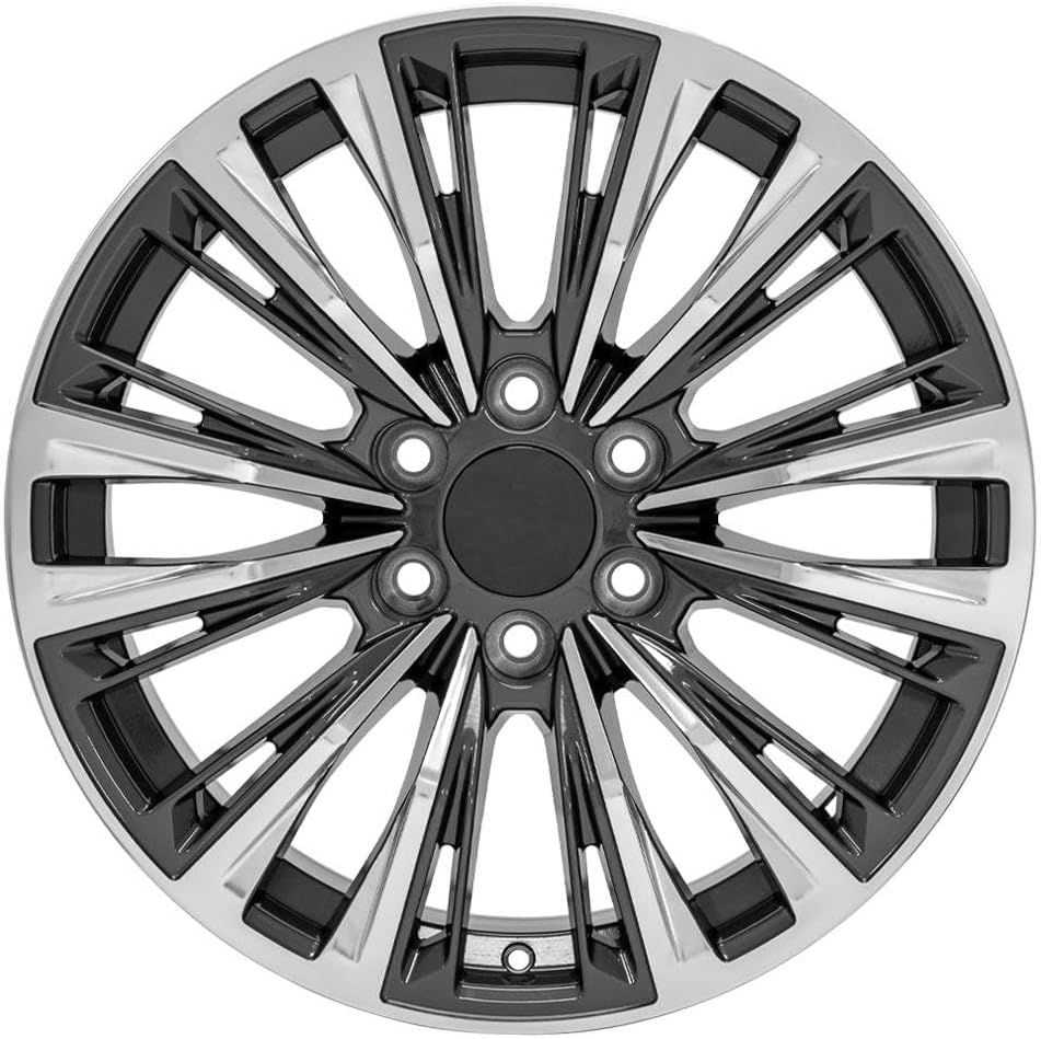 OE Wheels CA93 20 Inch Rims and Tires Fit Escalade-V Series Style 6x139.7 20x9 Gloss Gunmetal with Polished Face - Hollander 4869 - TS-37 AT 275/55-20 (Set of 4)
