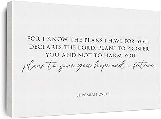Inspirational Christian Canvas Wall Art 11.5x15 Inch Framed Religious Painting Scripture Verse Bible Wall Decor for Home Living Room Bedroom Kitchen Housewarming Wedding Gifts