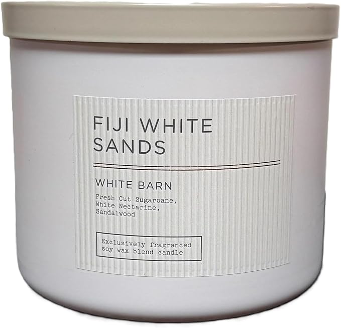 Bath & Body Works, White Barn 3-Wick Candle w/Essential Oils - 14.5 oz - 2022 Spring Scents! (Fiji White Sands)