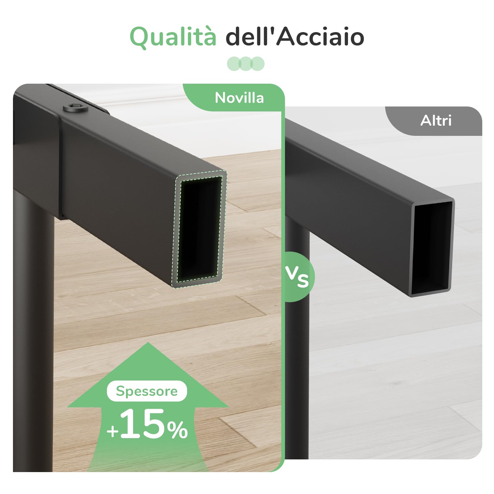 Novilla Rete Letto Matrimoniale 160x190 Struttura Letto con Testiera e Pediera, Supporto a Doghe in Acciaio, Design Antiscivolo per Materasso, Spazio di Archiviazione Sotto il Letto, Nero