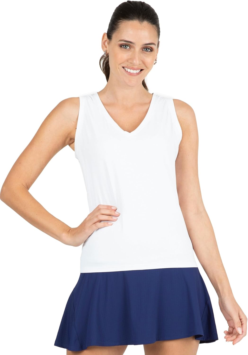 IBKUL Athleisure Wear Sun Protective UPF 50+ Icefil Cooling-Solid Tennis Tank Top-15000
