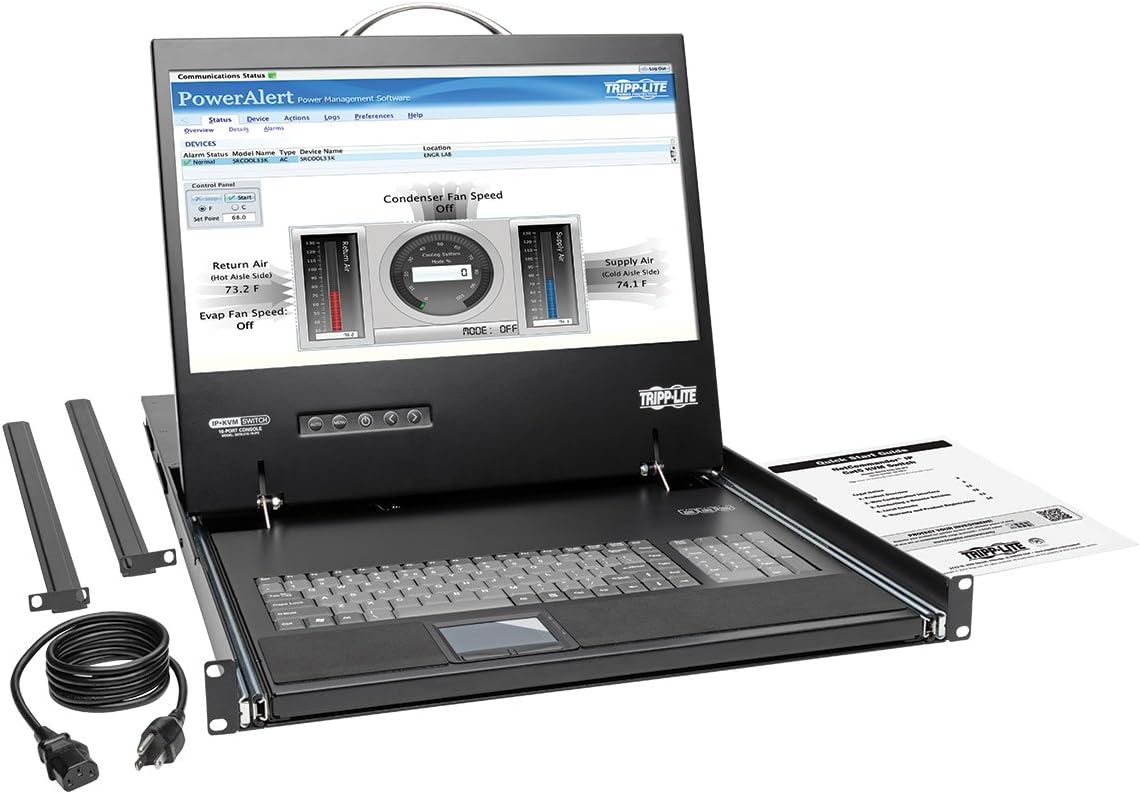Tripp Lite 16-Port 1U Rack Console IP KVM Switch 2+1 Users w/ 19in. LCD Screen Rack-Mount (B070-016-19-IP2)