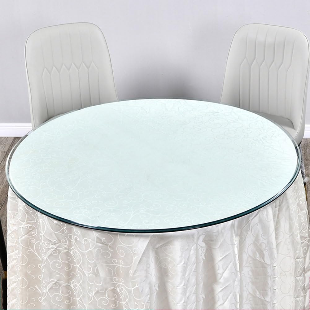 Table de Salle à Manger en Verre Rond, Table de Cuisine en Verre Trempé 10 mm d'Epaisseur, Table en Verre Circulaire Transparent pour Table de Restaurant et Lazy Susan(75 CM(30 inch))