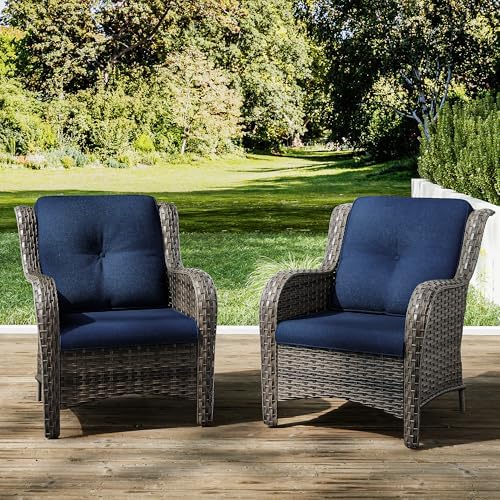 Joyside Outdoor Wicker Chair Rattan Patio Dining Chairs Set of 2 ...