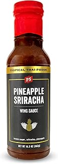 PS Seasoning Pineapple Sriracha Chicken Wing Sauce - Sweet, Spicy, and Tangy All-Purpose Hot Wing Sauce for Dipping, Tossing, Glazing, Marinating - Great for Chicken, Seafood, Pork, and More