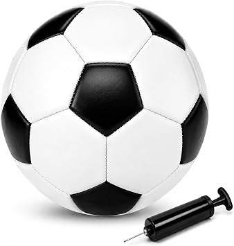 Soccer Balls Sizes 5, 4, 3 and 2 - 1, 2 or 3 Pack with Pump and Mesh Bag | Classic black-and-white design for toddlers, kids, youth and adults, ideal for indoor and outdoor practice or family games.