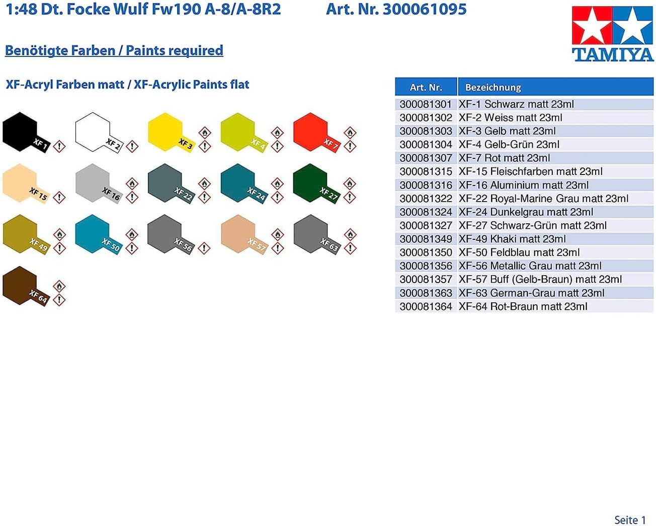 Tamiya 61095 1/48 Focke-Wulf FW190 A-8/A-8 R2 Plastic Model Airplane Kit