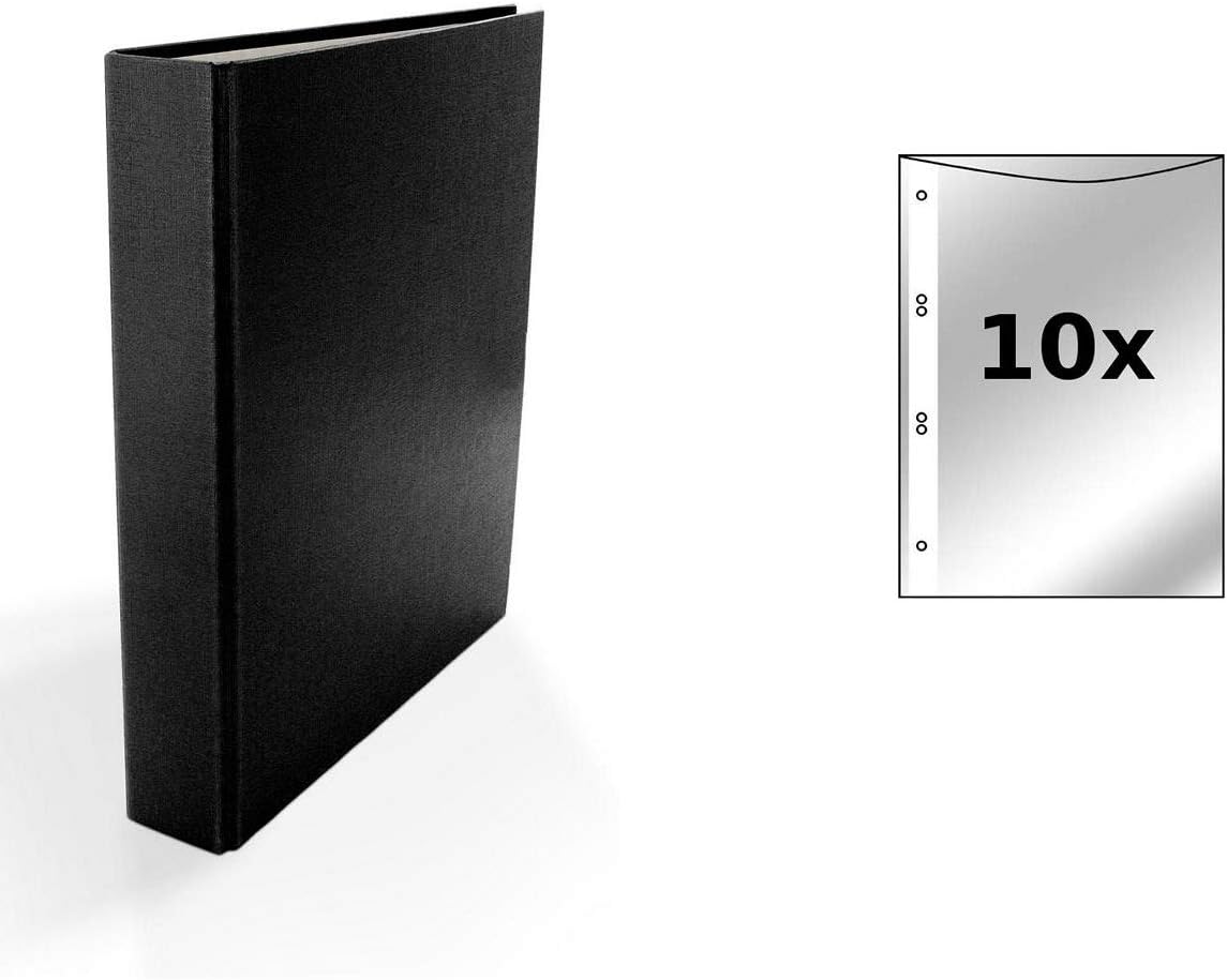 Ringbuch / DIN A5 / 2Ring Ordner / Farbe schwarz + 10 Prospekthüllen