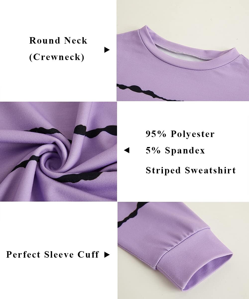 Haloumoning Girls Striped Color Block Sweatshirts Kids Tie Dye Crewneck Long Sleeve Pullover Tops 4-15 Years - Image 3